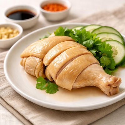Hainanese poached chicken quarter