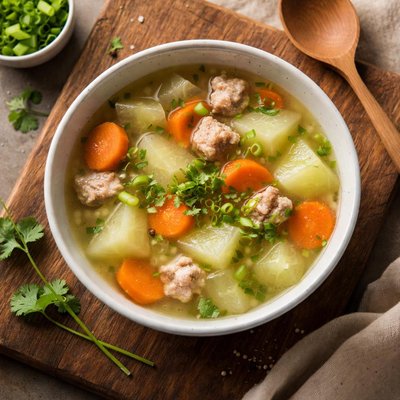 Hairy gourd and carrot soup
