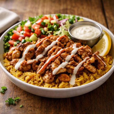 Halal chicken over rice
