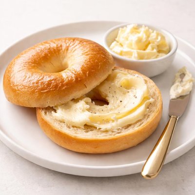 Half a bagel and  butter