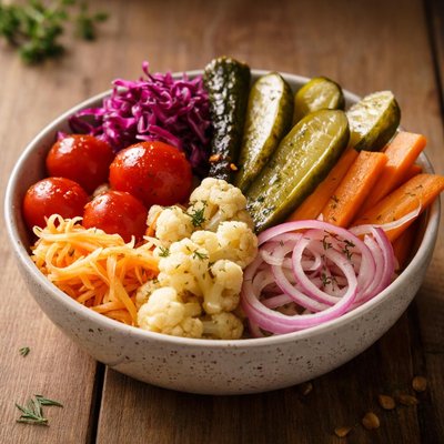 Half a bowl pickled vegies