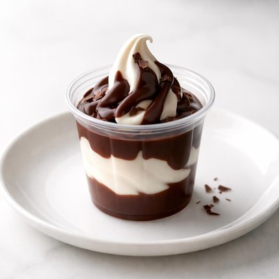 Half a cup of mcdonald chocolate sundae