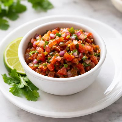 Half a cup of salsa a from mexican restaurant