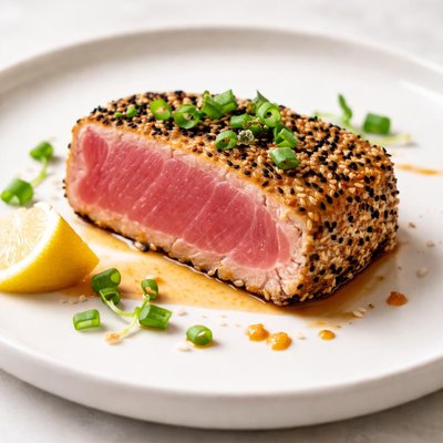 Half a piece of fried tuna