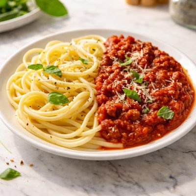 Half a plate of spaghetti