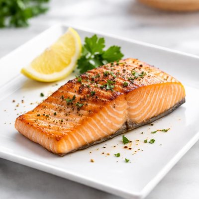 Half a slice of salmon fillet