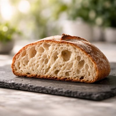 Half a slice of sourdough bread