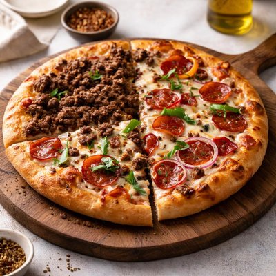 Half beef pizza