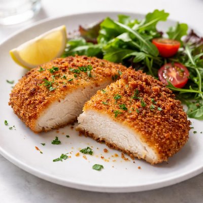 Half breaded chicken cutlet