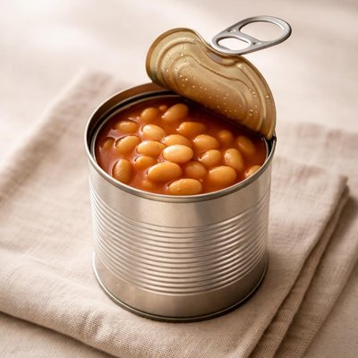 Half can of hienz baled beans