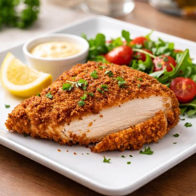 Half chicken breast fried