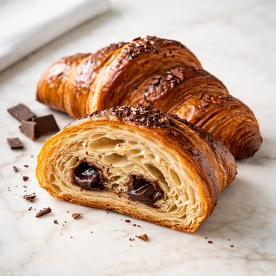 Half croissant au chocolat