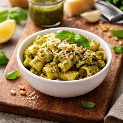 Half cup pasta with pesto
