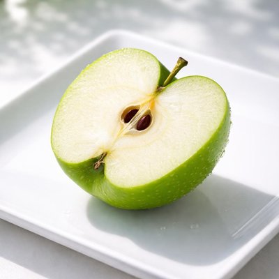 Half green apple