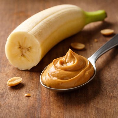 Half of a banana and a tablespoon of peanut butter