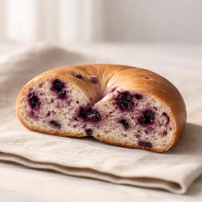 Half of a blueberry bagel
