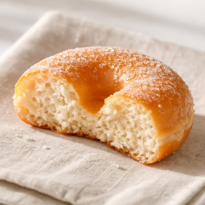 Half of a sugar glazed donut