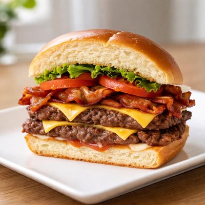 Half of a wendys baconator double