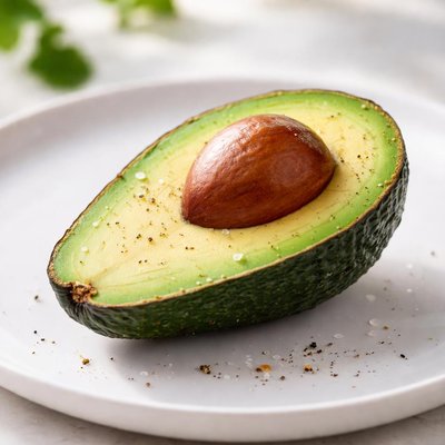 Half of an organic avocado