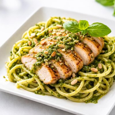 Half of serving of chicken pesto