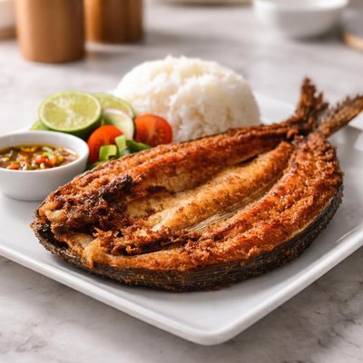 Half part of fried bangus