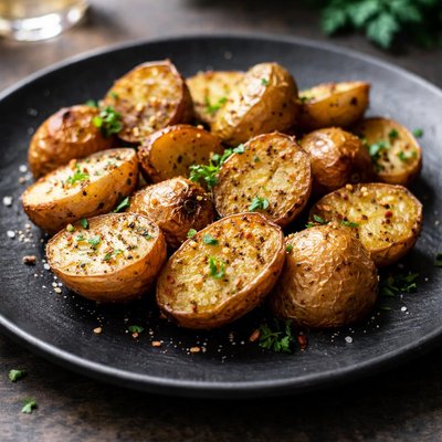 Half plate coocked potato