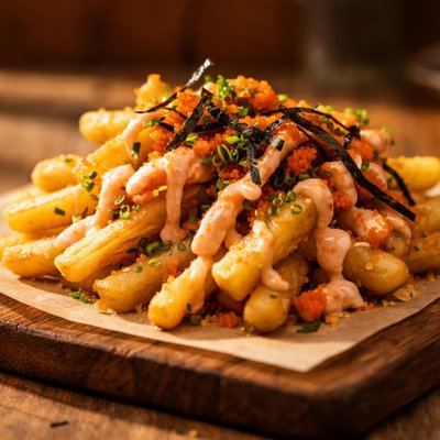 Half serving mentaiko fries