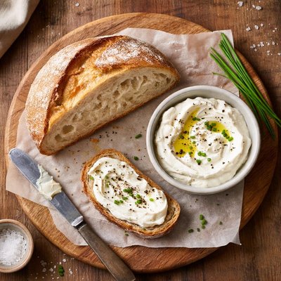 Half sough dough bread with cream