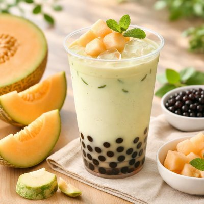 Half sugar melon milk bubble tea