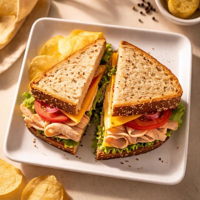 Half turkey and half cheddar sandwich