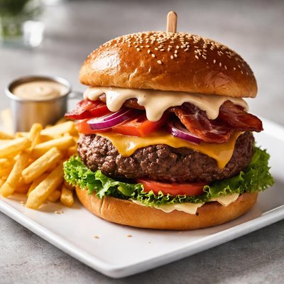 Halfpound burger with sauce