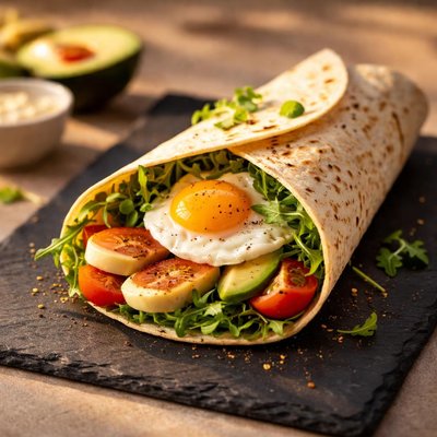 Haloumi and fried egg wrap
