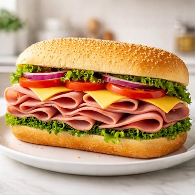 Ham and american tailgater sandwich