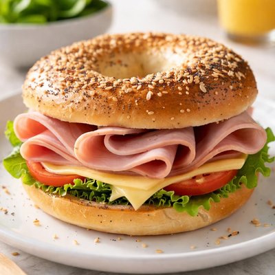 Ham and cheese bagel