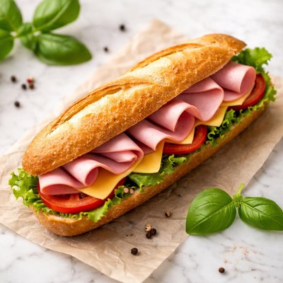 Ham and cheese baquette