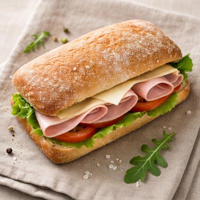 Ham and cheese ciabatta sandwich