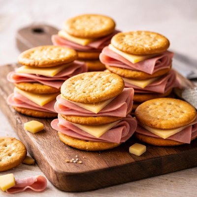 Ham and cheese cracker sandwich