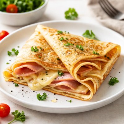 Ham and cheese crepe