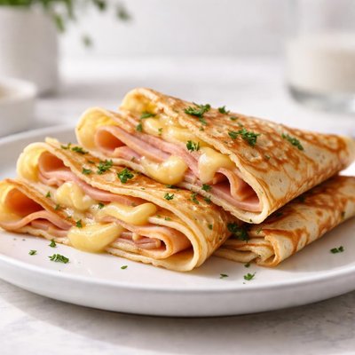 Ham and cheese crepes