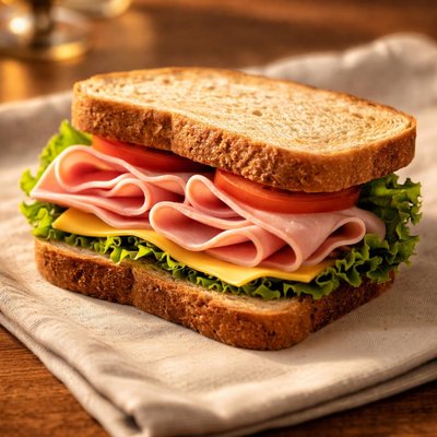 Ham and cheese on wheat