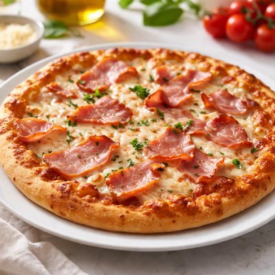 Ham and cheese pizza