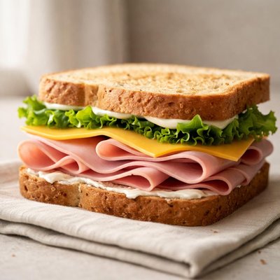 Ham and cheese sandwich with mayo