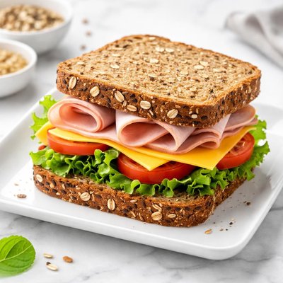Ham and cheese sandwich with protein bread