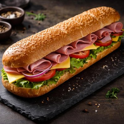 Ham and cheese sub foot long
