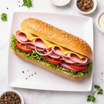 Ham and cheese sub sandwich