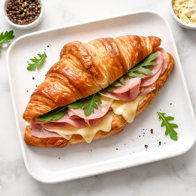 Ham and cheese toasted croissant