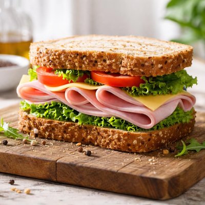 Ham and cheese wholemeal sandwich