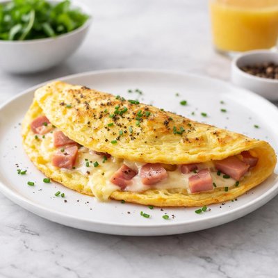Ham and gruyere omelette