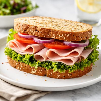 Ham and lettuce sandwich