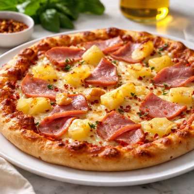 Ham and pineapple pizza